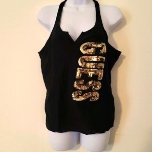 Guess womens Tank Top sequin Logo Size M